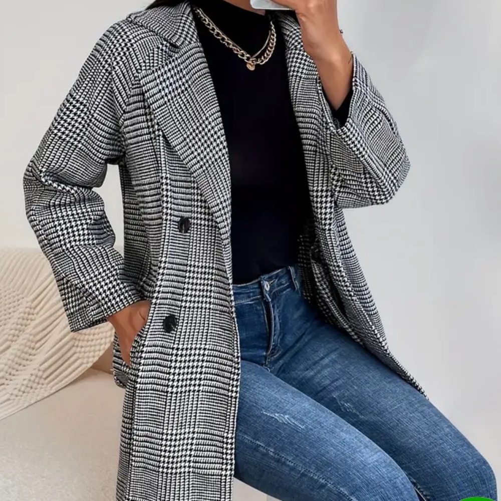 Shein Double Breasted Checker Coat